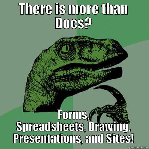 THERE IS MORE THAN DOCS? FORMS, SPREADSHEETS, DRAWING, PRESENTATIONS, AND SITES! Philosoraptor