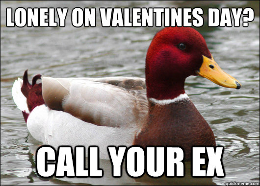 Lonely on Valentines Day?
 Call your ex  Malicious Advice Mallard