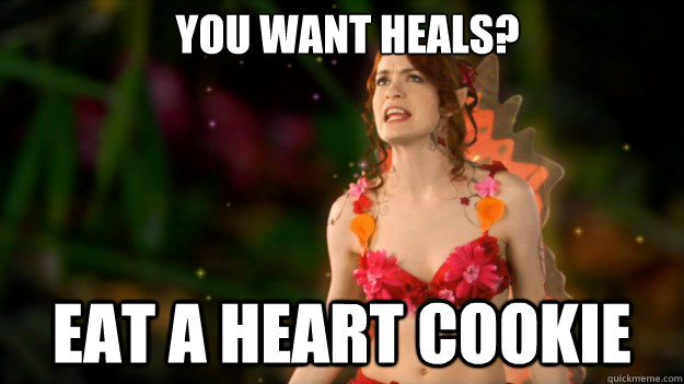 You want heals? eat a heart cookie  Angry Fairy