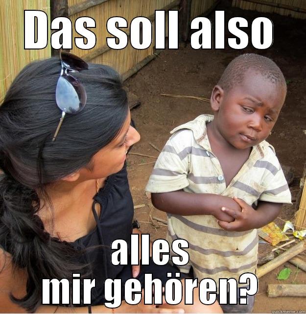 DAS SOLL ALSO ALLES MIR GEHÖREN? Skeptical Third World Kid