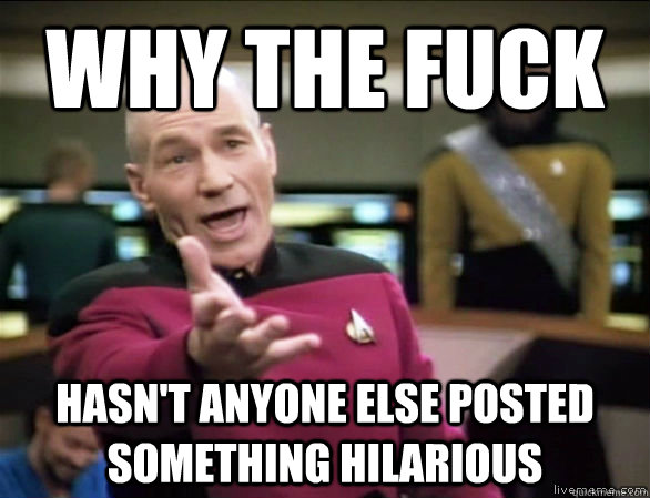 why the fuck hasn't anyone else posted something hilarious  Annoyed Picard HD