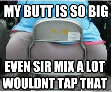 MY BUTT IS SO BIG EVEN SIR MIX A LOT WOULDNT TAP THAT  Ironic fatguy