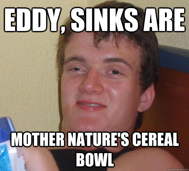 eddy, sinks are mother nature's cereal bowl  10 Guy