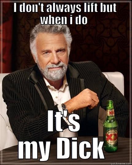 Fuck lol  - I DON'T ALWAYS LIFT BUT WHEN I DO  IT'S MY DICK  The Most Interesting Man In The World