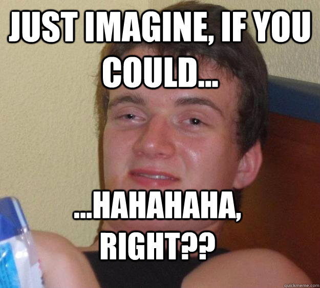 just Imagine, if you could... ...hahahaha, right??  10 Guy