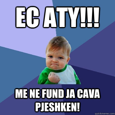 Ec Aty!!! Me ne fund ja cava pjeshken!  Success Kid