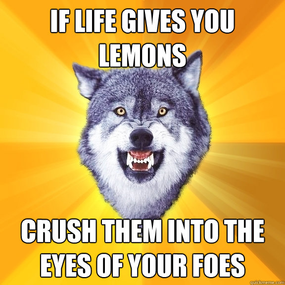 IF LIFE GIVES YOU LEMONS crush them into the eyes of your foes  Courage Wolf