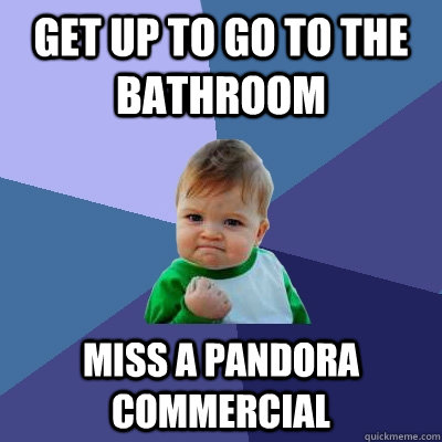 get up to go to the bathroom miss a pandora commercial  Success Kid