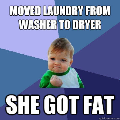 Moved Laundry from washer to dryer she got fat  Success Kid