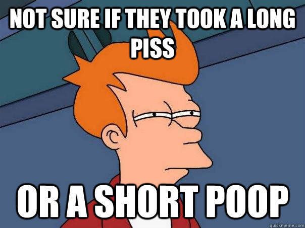 Not sure if they took a long piss Or a short poop  Futurama Fry