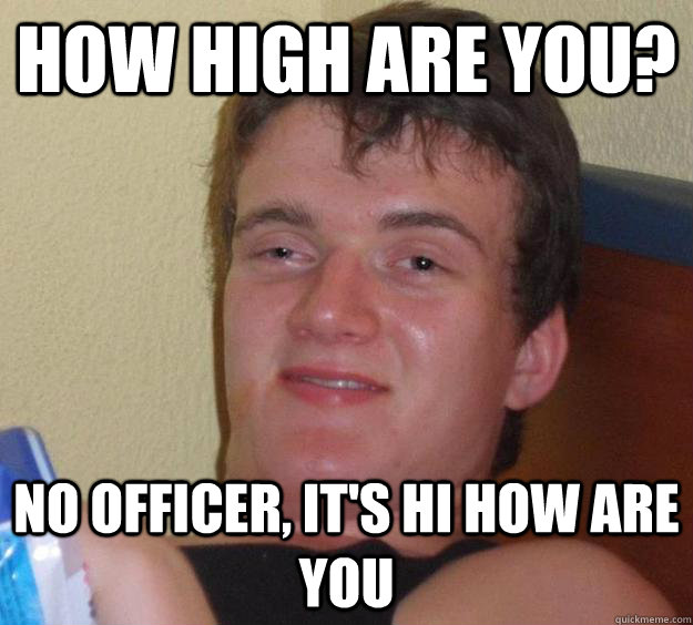 How High are you? No officer, it's Hi How are you - How High are you? No officer, it's Hi How are you  10 Guy