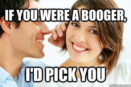 If you were a booger, I'd pick you - If you were a booger, I'd pick you  Bad Pick-up line Paul