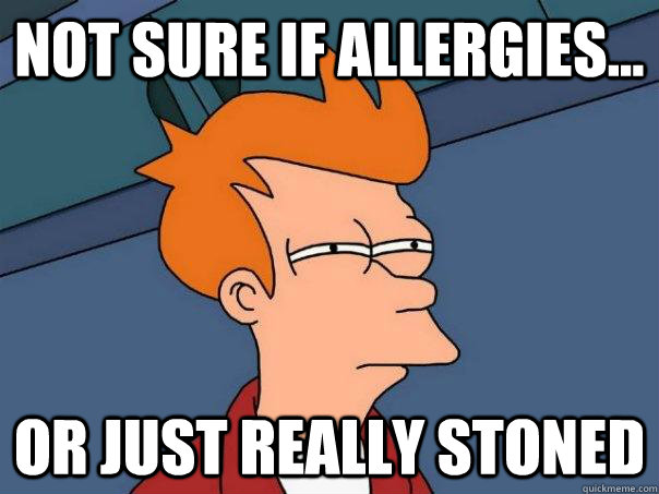 Not sure if allergies... Or just really stoned  Futurama Fry