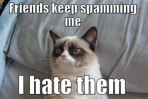 FRIENDS KEEP SPAMMING ME I HATE THEM Grumpy Cat