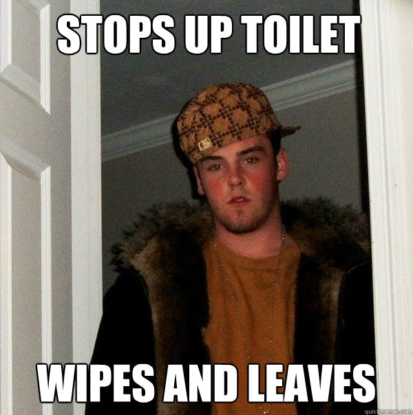 Stops up toilet Wipes and leaves  Scumbag Steve