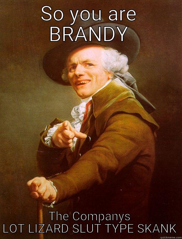 SO YOU ARE BRANDY THE COMPANYS LOT LIZARD SLUT TYPE SKANK Joseph Ducreux