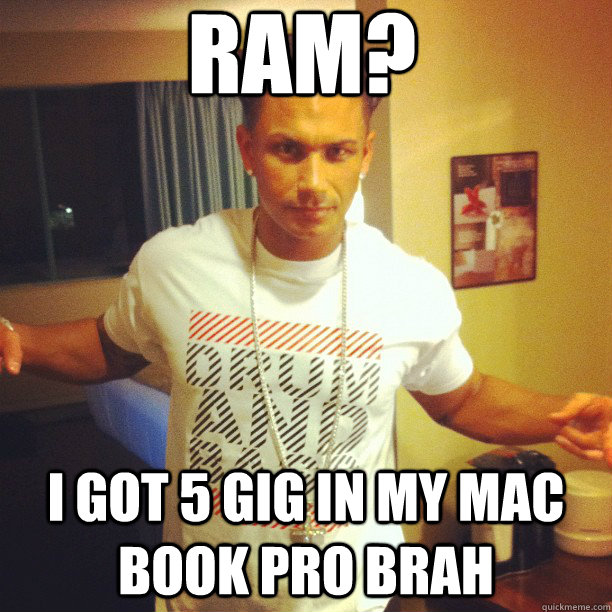 RAM? i GOT 5 GIG IN MY MAC BOOK PRO BRAH - RAM? i GOT 5 GIG IN MY MAC BOOK PRO BRAH  Drum and Bass DJ Pauly D