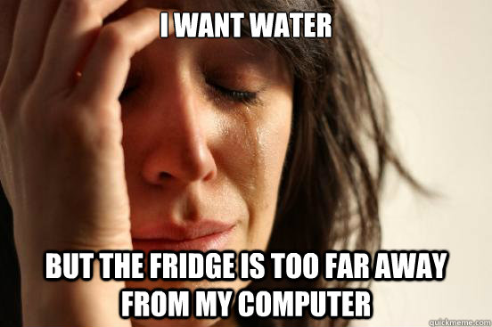 I want water but the fridge is too far away from my computer  First World Problems