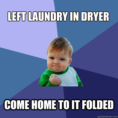 left laundry in dryer come home to it folded  Success Kid