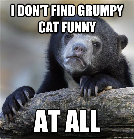 I don't find grumpy cat funny at all  Confession Bear