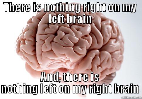 MY BRAIN - THERE IS NOTHING RIGHT ON MY LEFT BRAIN AND, THERE IS NOTHING LEFT ON MY RIGHT BRAIN Scumbag Brain