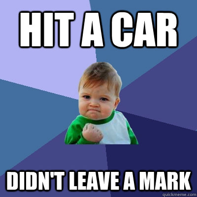 Hit a car Didn't leave a mark  Success Kid