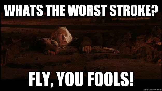 Whats the worst stroke? fly, you fools!  Gandalf