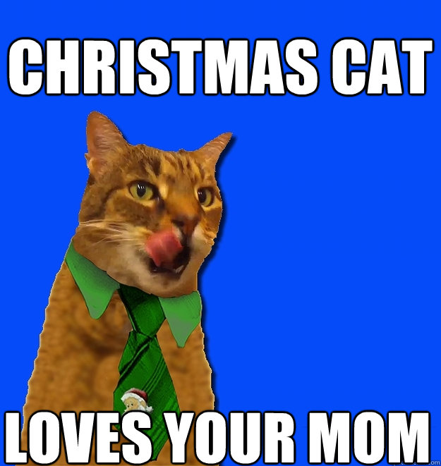 CHRISTMAS cat  loves YOUR MOM  