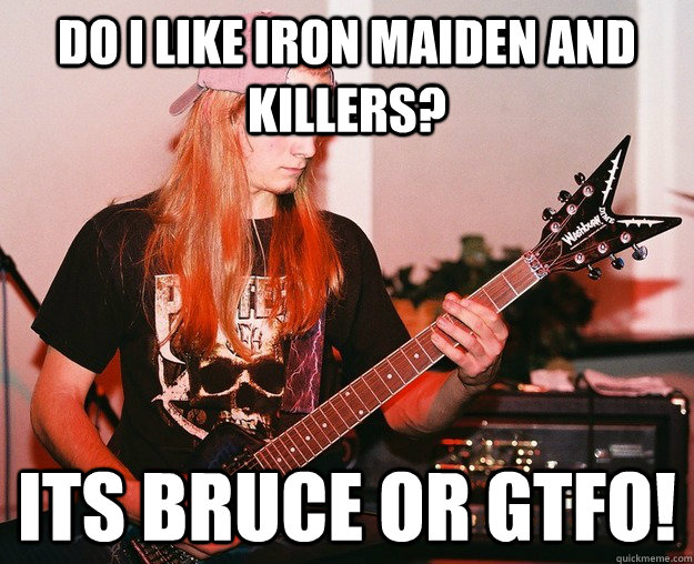 DO I LIKE iron maiden and killers? ITS BRUCE OR GTFO!  Annoying Metal Kid