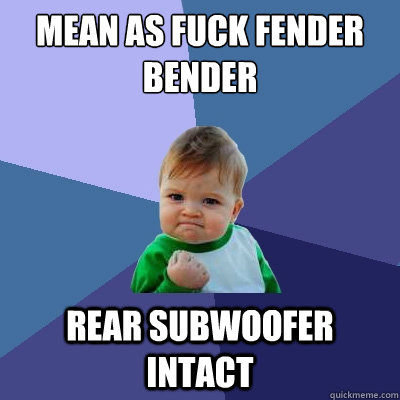 Mean as fuck fender bender rear subwoofer intact - Mean as fuck fender bender rear subwoofer intact  Success Kid