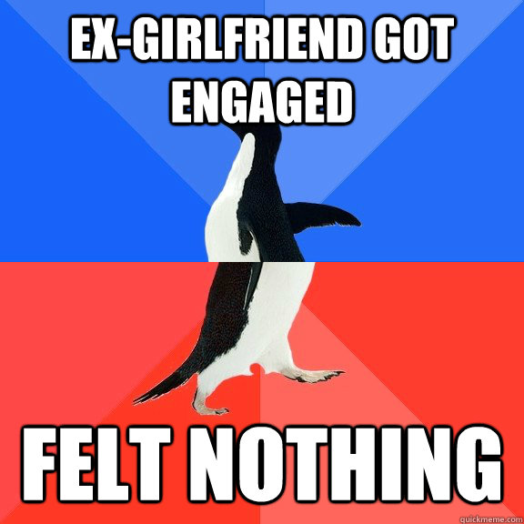 Ex-Girlfriend got engaged felt nothing  Socially Awkward Awesome Penguin