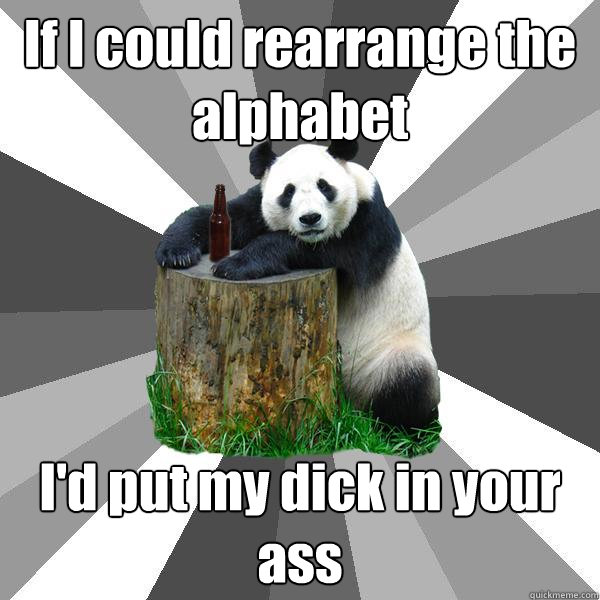 If I could rearrange the alphabet I'd put my dick in your ass  Pickup-Line Panda