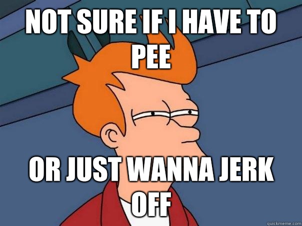 Not sure if I have to pee Or just wanna jerk off  Futurama Fry