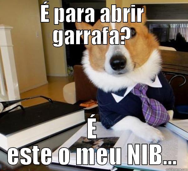 Chimpa NIB - É PARA ABRIR GARRAFA? É ESTE O MEU NIB... Lawyer Dog