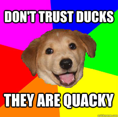 Don't trust ducks They are quacky  Advice Dog