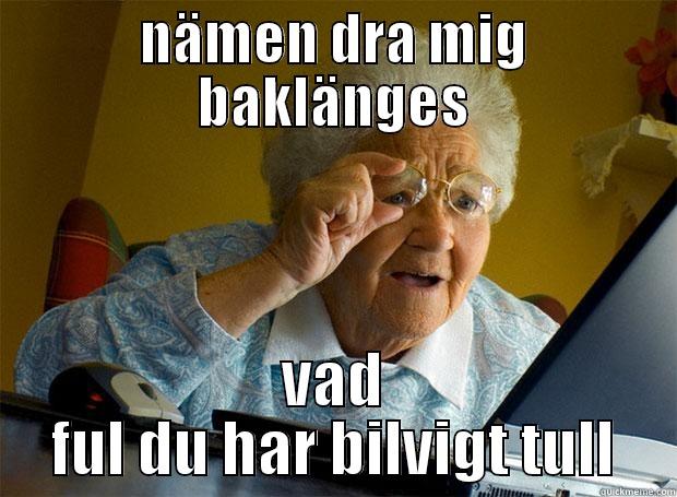 NÄMEN DRA MIG BAKLÄNGES VAD FUL DU HAR BILVIGT TULL Grandma finds the Internet