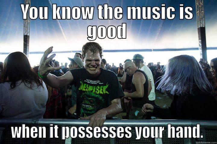 YOU KNOW THE MUSIC IS GOOD WHEN IT POSSESSES YOUR HAND. Misc