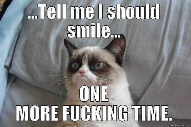 ...TELL ME I SHOULD SMILE... ONE MORE FUCKING TIME. Grumpy Cat