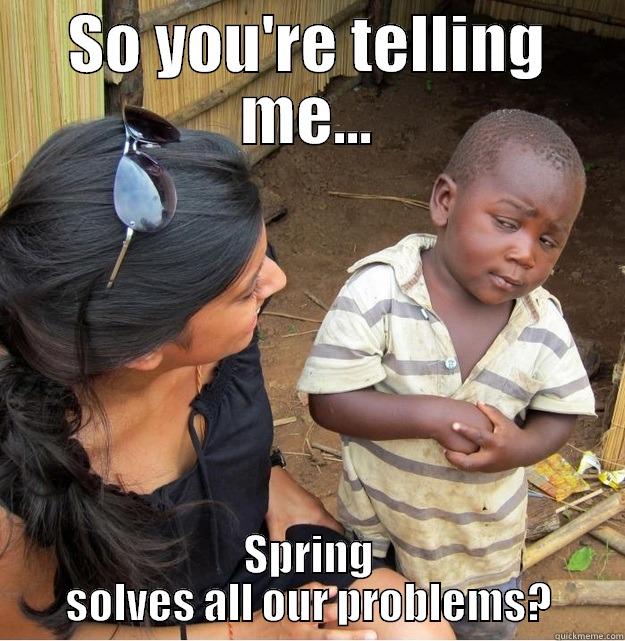 SO YOU'RE TELLING ME... SPRING SOLVES ALL OUR PROBLEMS? Skeptical Third World Kid