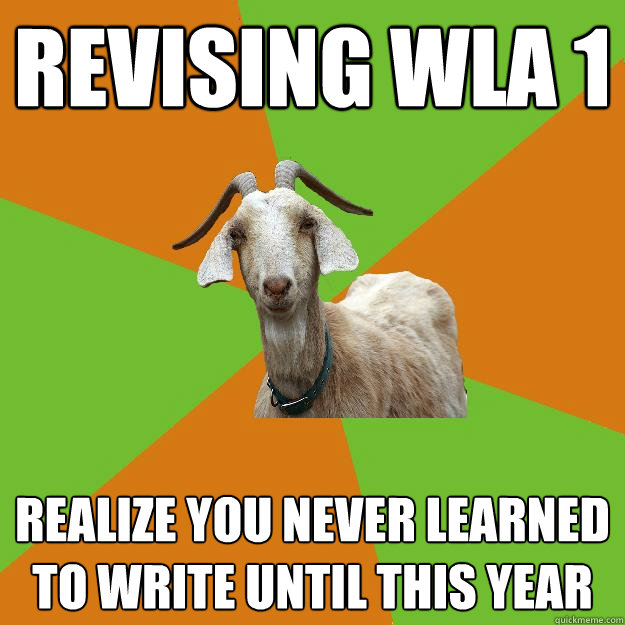 revising wla 1 realize you never learned to write until this year  IB Goat