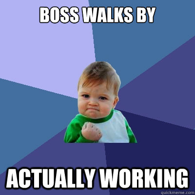 Boss walks by actually working  Success Kid