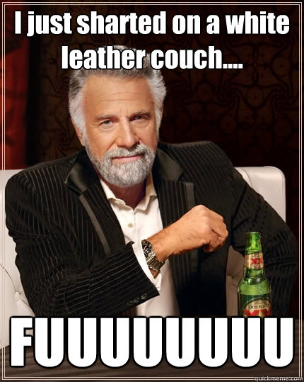 I just sharted on a white leather couch.... FUUUUUUUU - I just sharted on a white leather couch.... FUUUUUUUU  The Most Interesting Man In The World