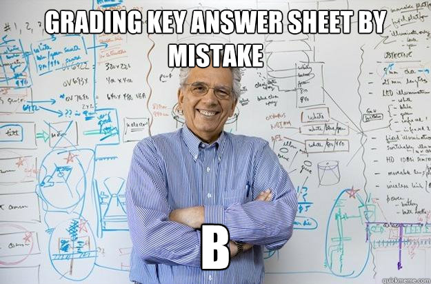Grading key answer sheet by mistake B  Engineering Professor