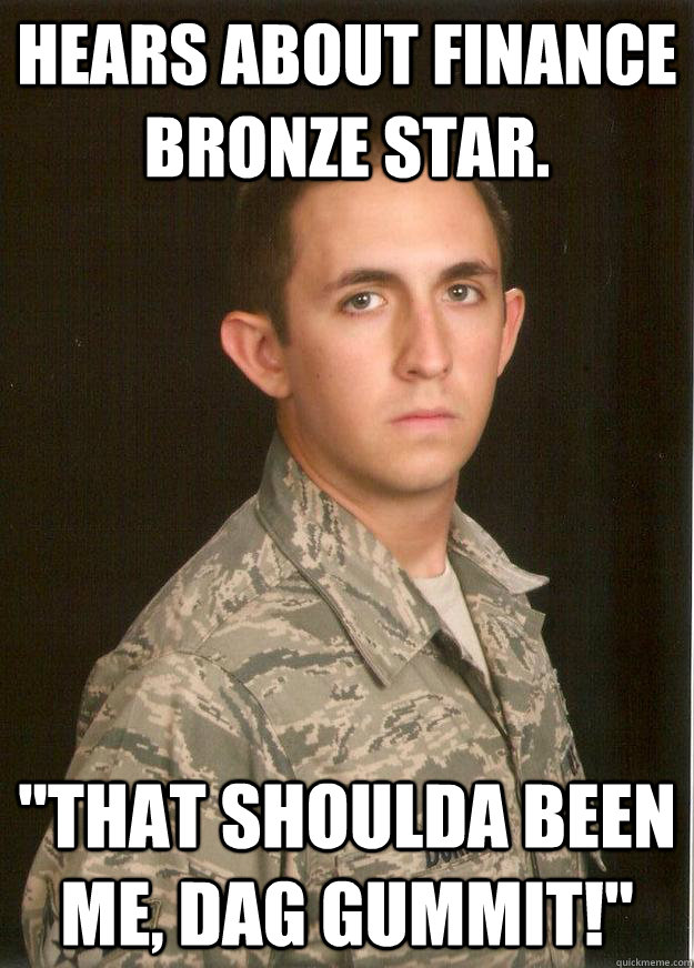 Hears about finance bronze star. 