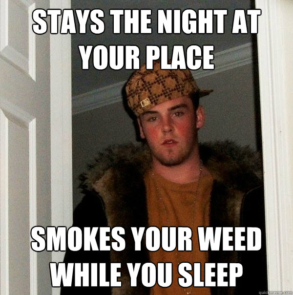 stays the night at your place smokes your weed while you sleep - stays the night at your place smokes your weed while you sleep  Scumbag Steve