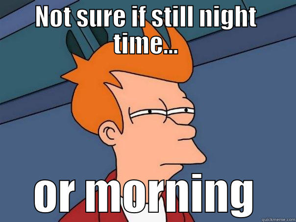 It's so dark outside in the morning - NOT SURE IF STILL NIGHT TIME... OR MORNING Futurama Fry