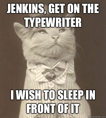 Jenkins, get on the typewriter I wish to sleep in front of it  Aristocat