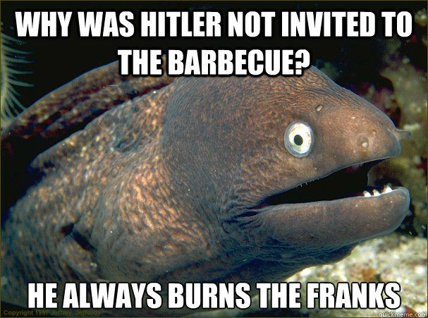 Why was hitler not invited to the barbecue? He always burns the franks  