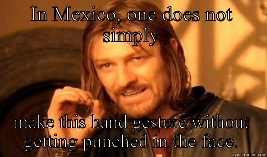 IN MEXICO, ONE DOES NOT SIMPLY MAKE THIS HAND GESTURE WITHOUT GETTING PUNCHED IN THE FACE. Boromir