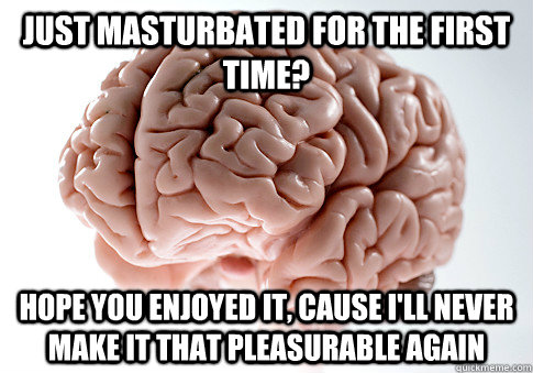 just masturbated for the first time? hope you enjoyed it, cause i'll never make it that pleasurable again   Scumbag Brain